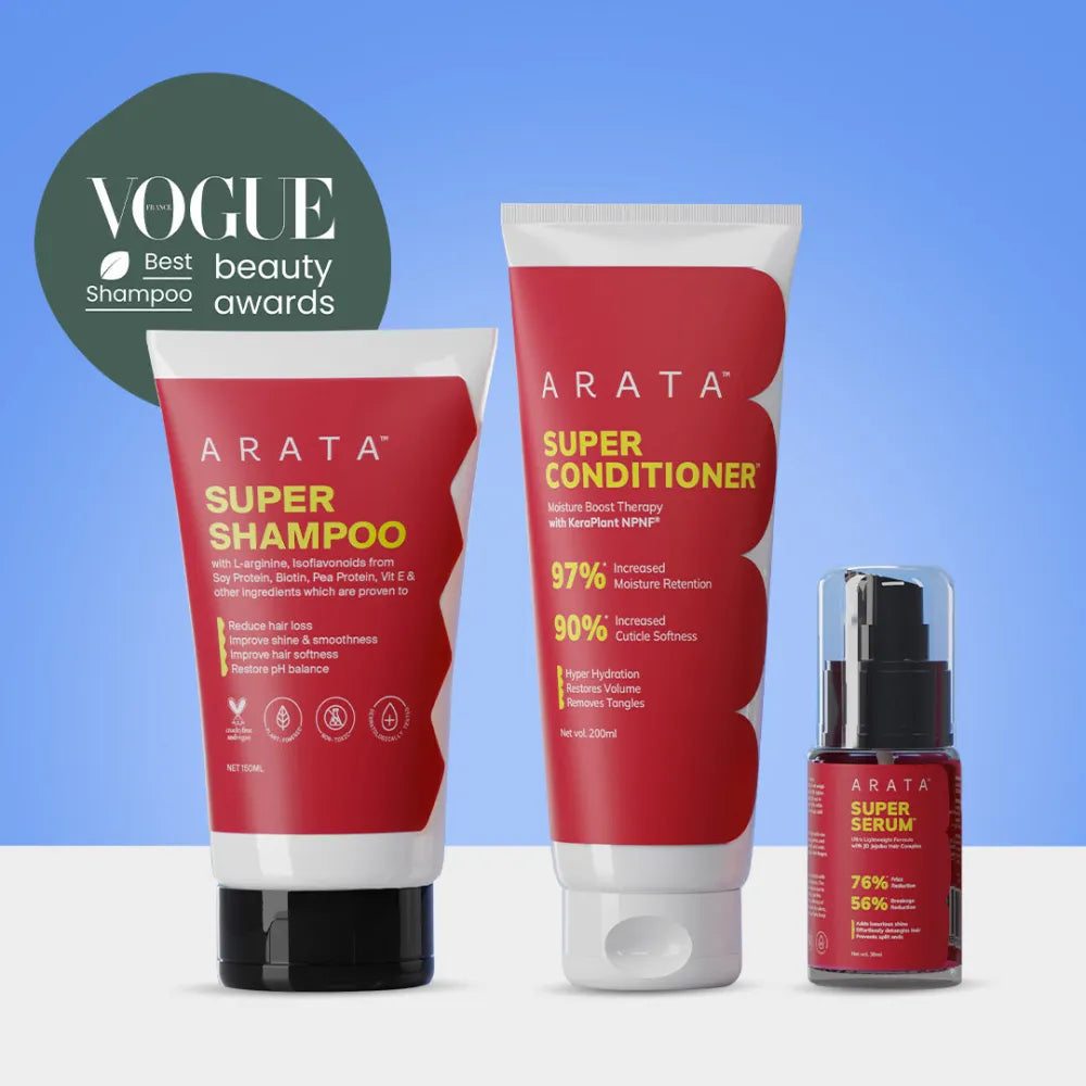 Super Anti-Damage Value Pack with Biotin, Jojoba & Vegan Keratin for Dry, Frizzy, & Damaged Hair - Super Shampooª (150ml) + Super Conditionerª (200ml) + Super Serumª (30ml)