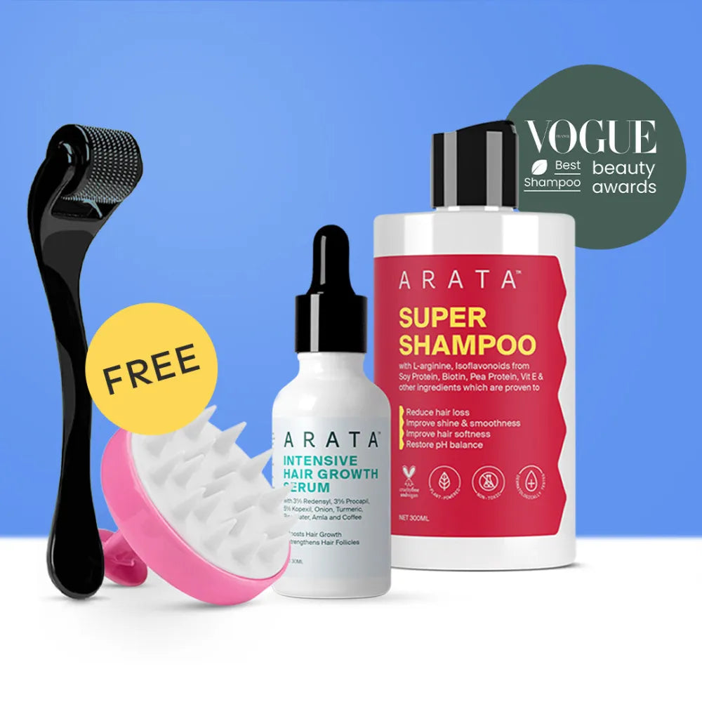 Grow Strong Combo - Super Shampoo 300ml + Serum 30ml - Free Derma Roller + Scalp Massager