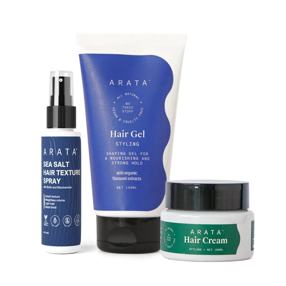 MenÕs Easy Styling Combo | Sea Salt Texture Spray (50ml) + Styling Cream (100ml) + Styling Gel (150ml)