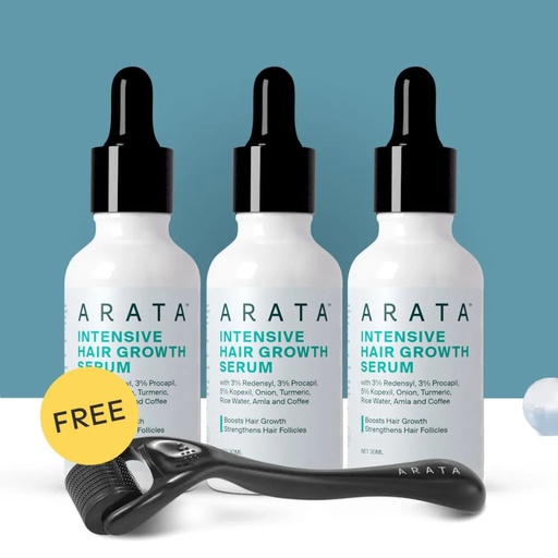 [ANIHGP4] 90-Day Value Pack for Fuller, Denser, Thicker Hair ReGrowth | Intensive Hair Growth Serum for Men & Women (Pack of 3) | Free Derma Roller