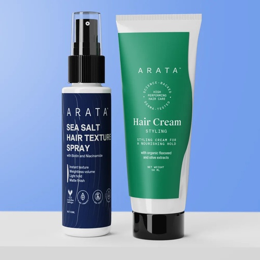 [ARATA112] Instant Volume & Moisture Value Pack (Mini) | Sea Salt Hair Texture Spray 50ml + Styling Hair Cream 50ml