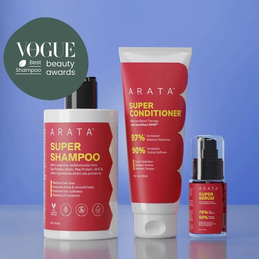 [ANSC04] Super Anti-Damage Trio with Biotin, Jojoba & Vegan Keratin for Dry, Frizzy, & Damaged Hair -  Super Shampooª (300ml) + Super Conditionerª (200ml) + Super Serumª (30ml)