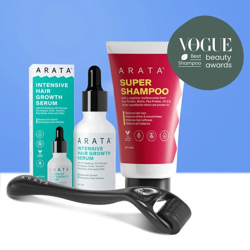 [ANGSC2] Grow Strong Kit | Super Shampoo (150ml) + Hair Growth Serum (30ml) + Derma Roller