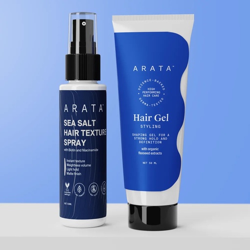 [ARATA113] Volume & Definition Hair Styling Kit (Mini) | Sea Salt Hair Texture Spray 50ml + Styling Hair Gel 50ml
